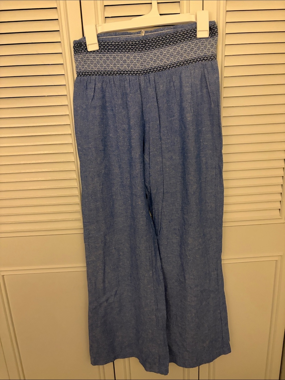 Indigo Rein Light Blue Wide-Leg Smocked Waist beach linen Pants